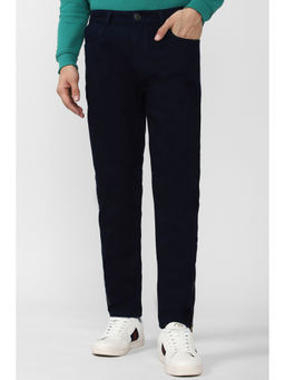 Peter England - Men Navy Blue Dark Wash Tapered Jeans