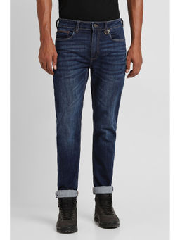 Peter England - Men Navy Dark Wash Tapered Jeans