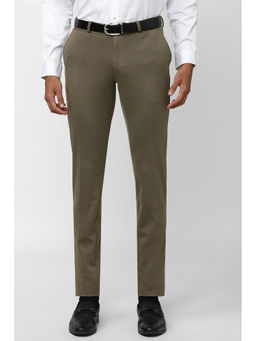 Van Heusen - Men Olive Solid Slim Fit Trousers