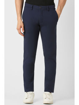 Van Heusen - Men Navy Solid Slim Fit Trousers