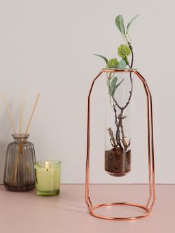 Bonhomie - Copper Solid Metal Glass Test Tube Vase