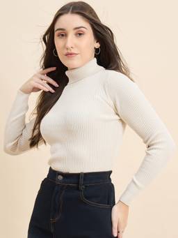 98 Degree North - Off White Women Turtle Neck Pullover Sweater