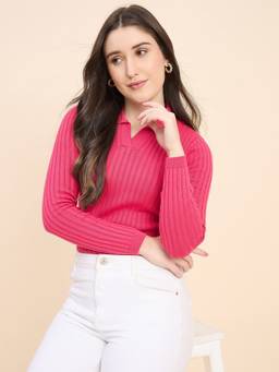 98 Degree North - Pink Women Collar Neck Pullover Sweater