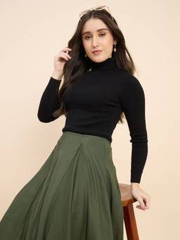98 Degree North - Black Women Turtle Neck Pullover Sweater
