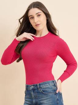98 Degree North - Pink Women Round Neck Pullover Sweater