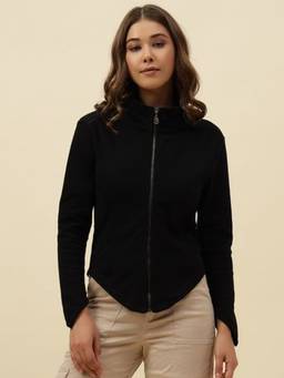 Beatnik - Black Casual High Neck Sweatshirt