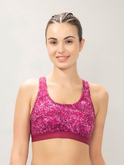 Amante - Women Pink Energize Active Medium Impact Slip-On Printed Bra
