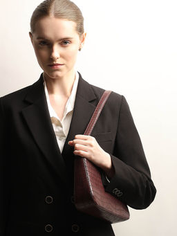 VERO MODA - Wine Croc Embossed Shoulder Bag