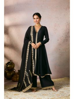 Masaba - Black Whispering Kurta with Palazzo and Dupatta (Set of 3)