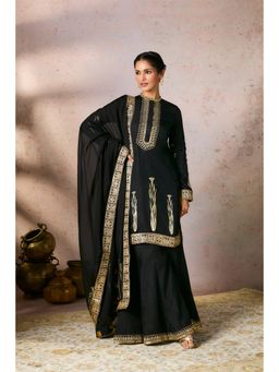 Masaba - Black Sharara with Kurta and Dupatta (Set of 3)