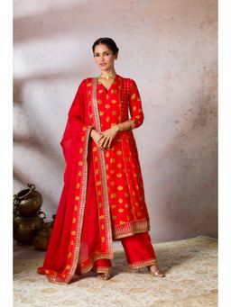 Masaba - Red Trinkets Kurta with Palazzo and Dupatta (Set of 3)