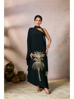 Masaba - Navy Blue Tropical One Shoulder Kaftan Dress