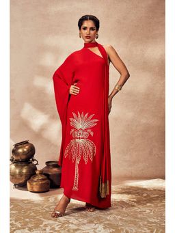 Masaba - Red Tropical One Shoulder Kaftan Dress