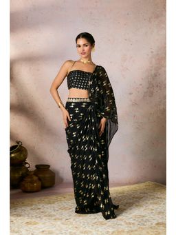 Masaba - Black Mystic Drape Saree with Stitched Blouse