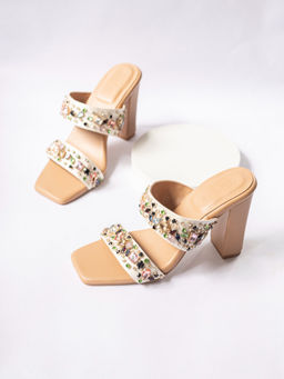 UrbanSway - Women Festive Sapphire Heels Cream