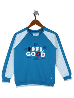 Monte Carlo - Girls Blue Cotton Blend Printed Sweatshirt