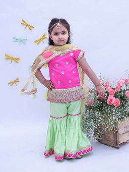 Fayon Kids - Hot Pink Kurti with Sharara and Dupatta (Set of 3)