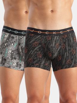 Jockey - M100 Men Marvel Avengers Cotton Trunk-Monument and Black (Pack of 2)