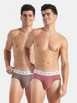Jockey - NY15 Men Cotton Elastane Solid Brief-Roan Rouge and Plum Truffle (Pack of 2)