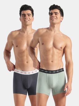 Jockey - NY16 Men Cotton Elastane Solid Trunk-Graphite and Jadeite (Pack of 2)