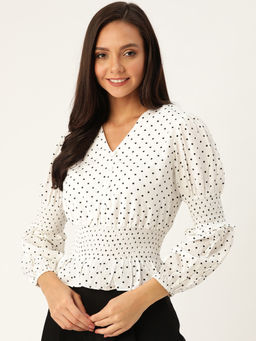 Twenty Dresses by Nykaa Fashion - Rock The Polka Dots White Top