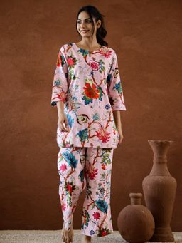 Sindh Fashion - Pink Floral Cotton Co-Ord (Set of 2)