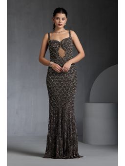 CHAASHNI BY MAANSI & KETAN - Grey Sequins Embellished Gown