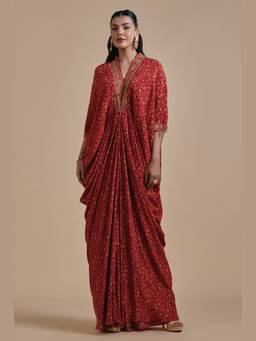 Nirraamyaa - Red Minimal Kaftan Dress