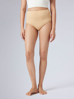 FEIER - Beige Solid/Plain Classic Logo Flex Brief Panty