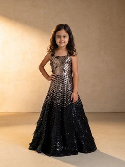 Fayon Kids - Gold And Black Sequence Evening Gown