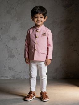 Fayon Kids - Pink Bandhgala With Pant