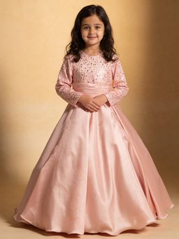 Fayon Kids - Pink Sequence Embroidery Evening Gown