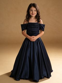 Fayon Kids - Blue Sequence Embroidery Evening Gown