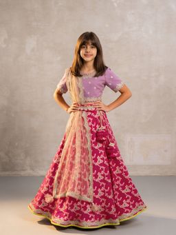 Fayon Kids - Brocade Lehenga Choli With Dupatta & Belt