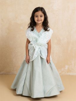 Fayon Kids - Green Embroidered Evening Gown