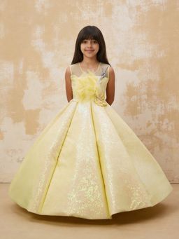 Fayon Kids - Yellow Sequence Embroidery Evening Gown
