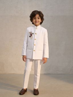 Fayon Kids - White Bandhgala With Pant