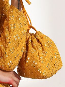 Swtantra - Mustard Mirror Work Potli Bag