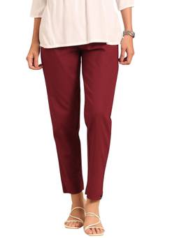 TWIN BIRDS - Maroon Women Cotton Pant