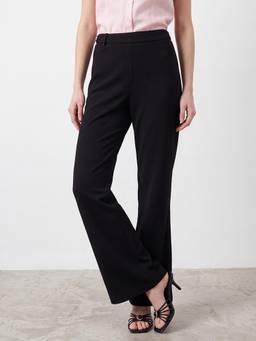 R&B - Black Solid High Rise Wide Leg Trouser