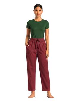 Bottoms.Love - Maroon Viscose Slub Full Length Pant
