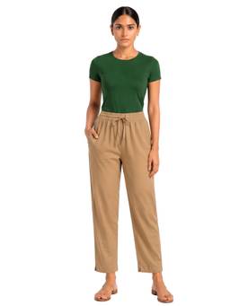 Bottoms.Love - Brown Viscose Slub Full Length Pant