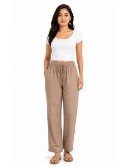 Bottoms.Love - Khaki Viscose Slub Full Length Pant