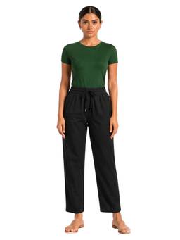 Bottoms.Love - Black Viscose Slub Full Length Pant