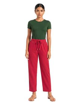 Bottoms.Love - Red Viscose Slub Full Length Pant
