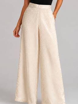 STREET 9 - Cream Jacquard Satin Trouser