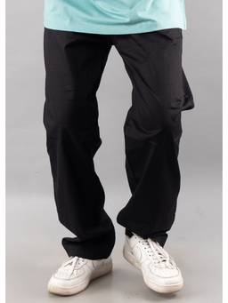 PRONK - Black Cotton Solid Pant