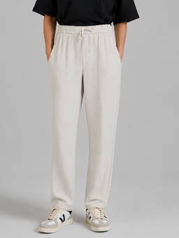 PRONK - Cream Cotton Solid Pant