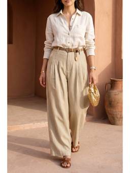 HOUSE OF SAL - Beige Ava Belt Pant