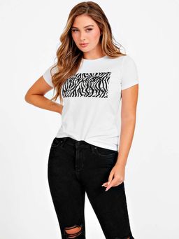 Guess - White Embroidered Regular Fit T-Shirt